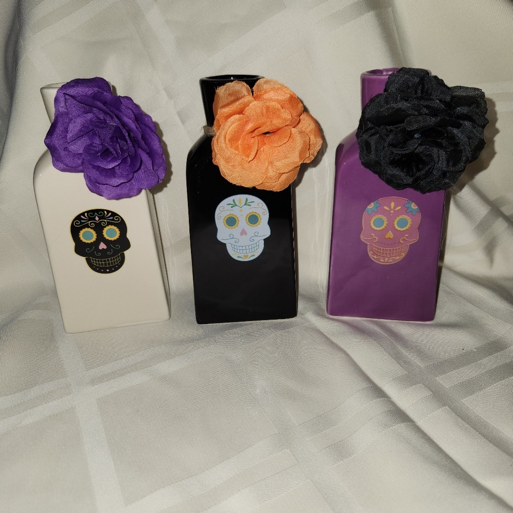 3 pc Sugar Skull Vases